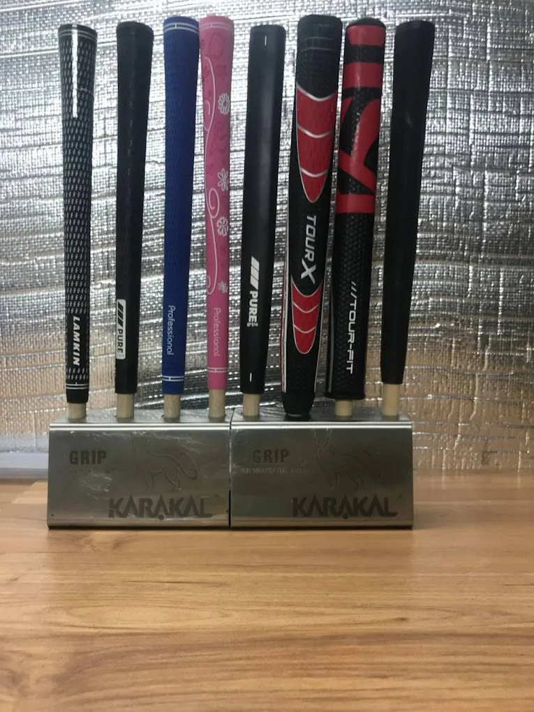 Golf grip options displayed for regripping and grip sizing